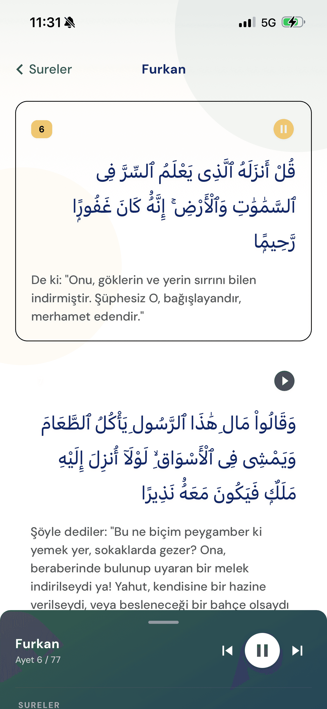 Inspraytion Kur’an ayet ve meal okuma ekranı