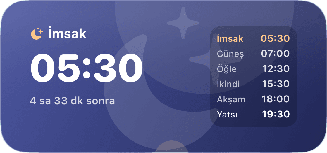 Inspraytion geniş namaz vakti widgetı