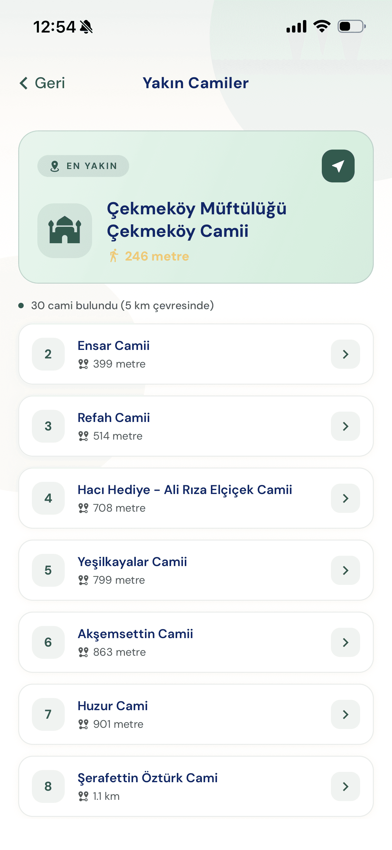 Inspraytion namaz vakitleri ekranı